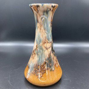 Vintage 1930s Brush McCoy Pottery 8 1/2" VASE Brown ONYX Drip Glaze # 064 Earthy